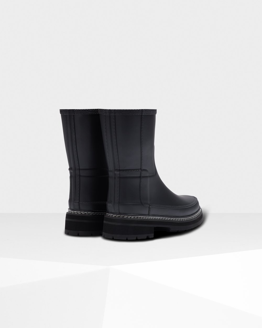 Hunter Refined Stitch Detail Short Rain Boots - Online Store Womens Black - BALZTJ816